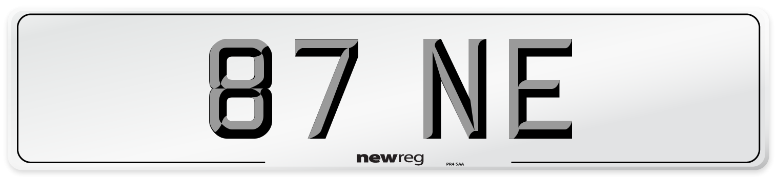 87 NE Number Plate from New Reg